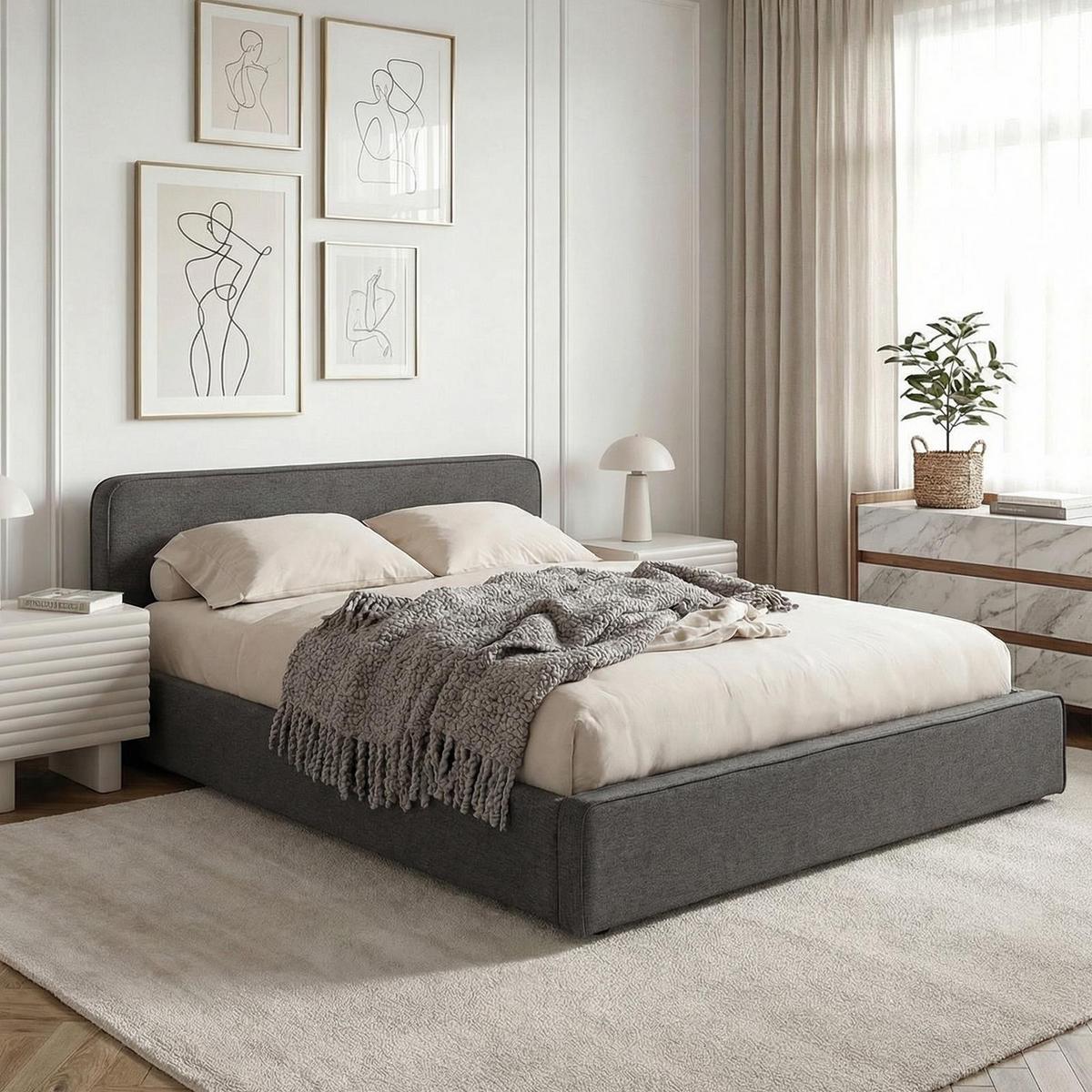 POLSTERBETT MARINI 140X200 CM - Dunkelgrau, Textil (140/200cm) - IDIMEX