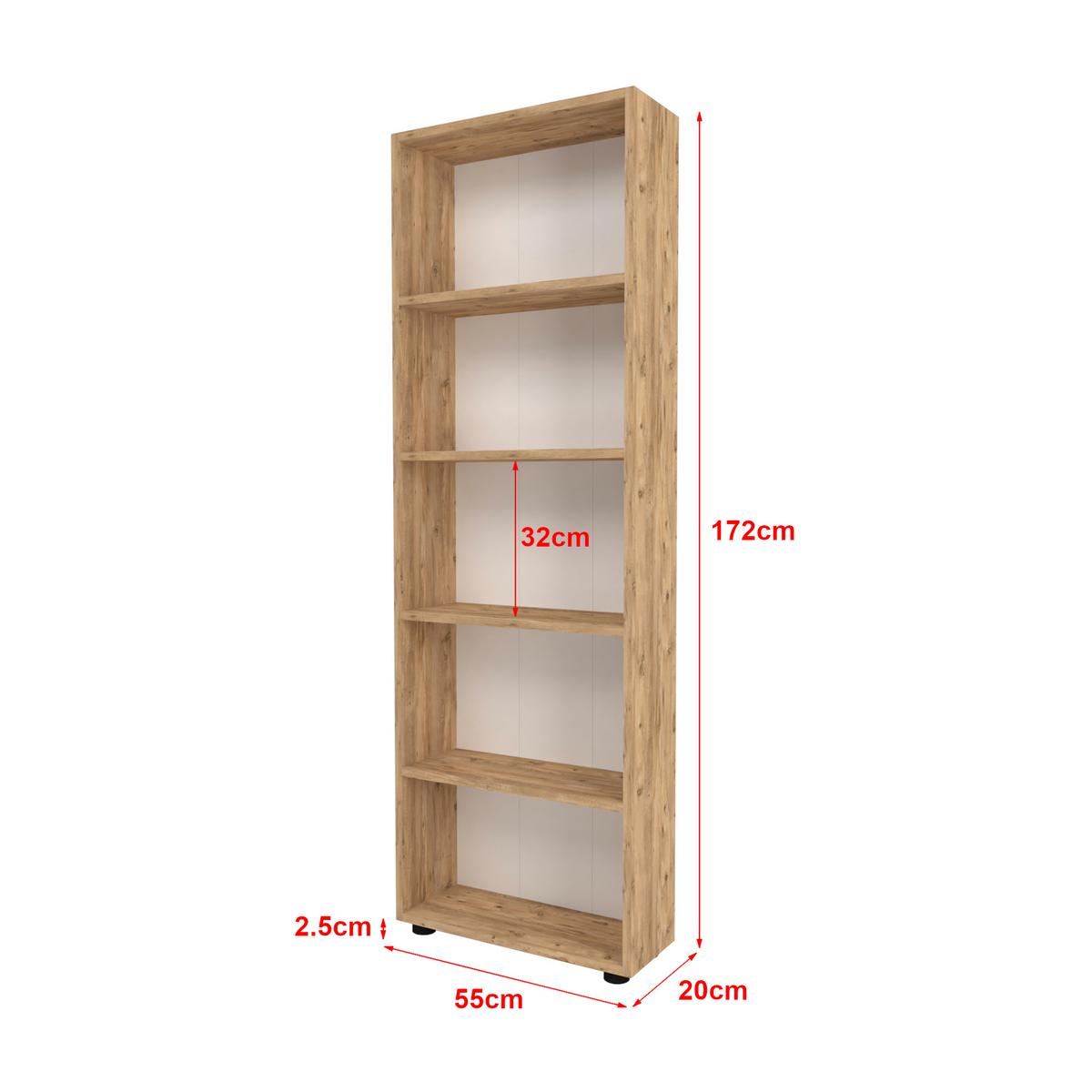 BÜCHERREGAL Vara - Eichefarben, Holzwerkstoff (55/172/20cm) - [en.casa]