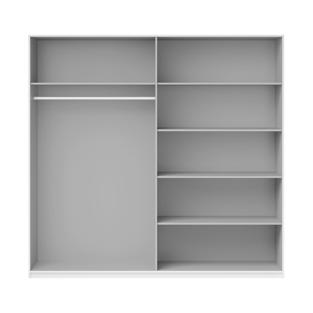 SCHWEBETÜRENSCHRANK BETTINA 180/210/61 cm 2-türig mit Spiegel Weiß - Weiß, Holzwerkstoff (180/210/61cm) - MASSENO