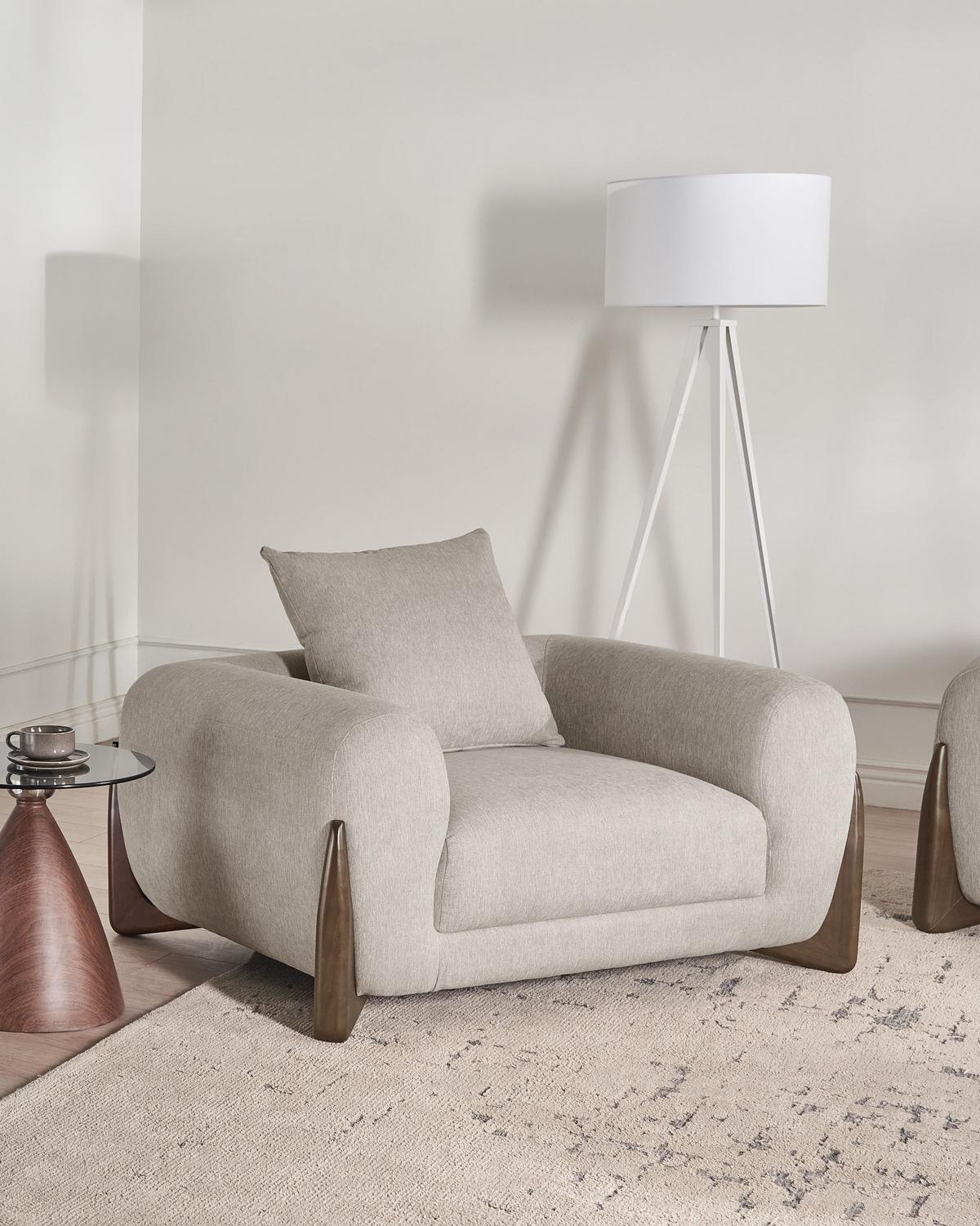 SESSEL Taupe Vinliden - Taupe, Textil (118/62/87cm) - Beliani