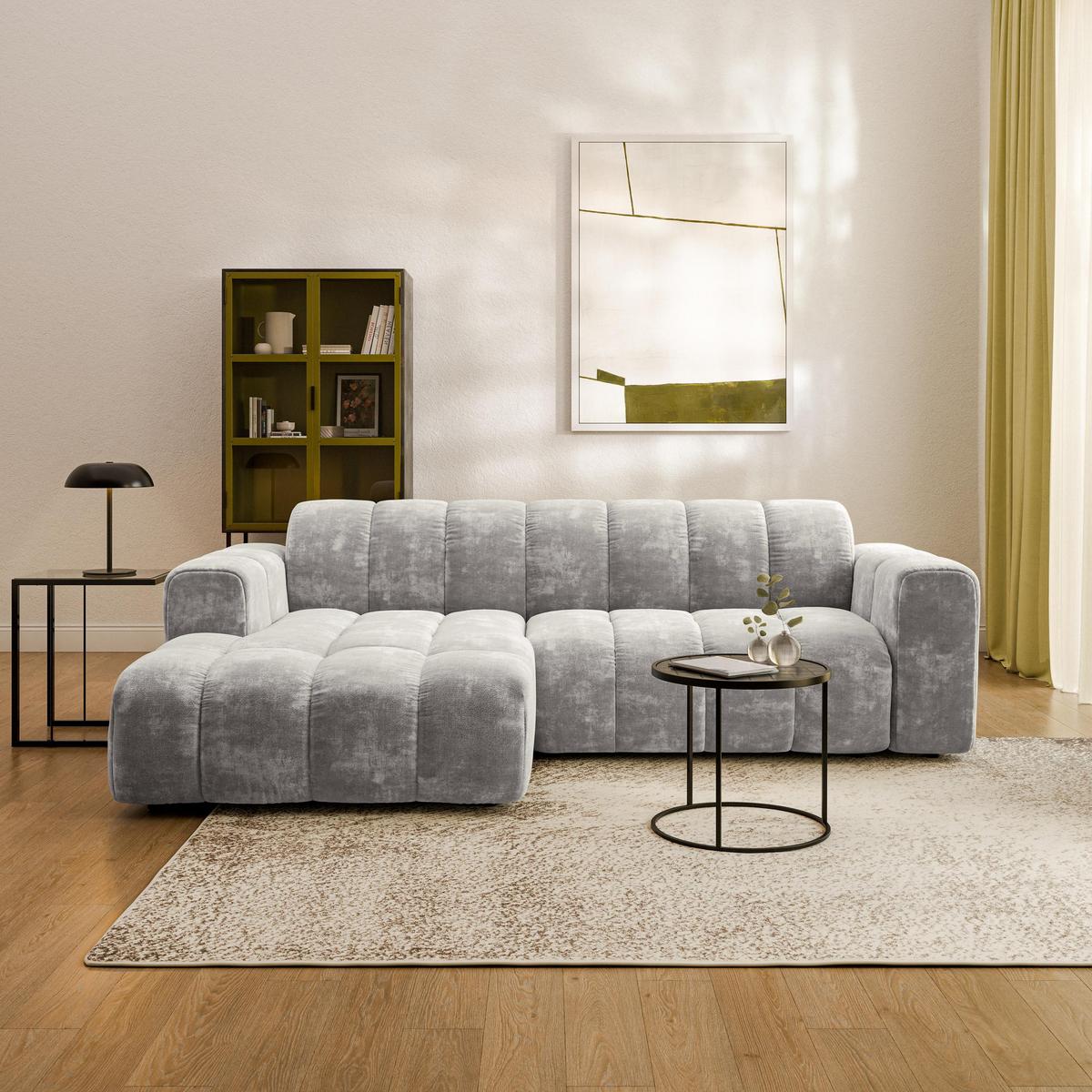 ECKSOFA TISI Hellgrau Chenille - Hellgrau, Holz (274/165cm) - MASSENO