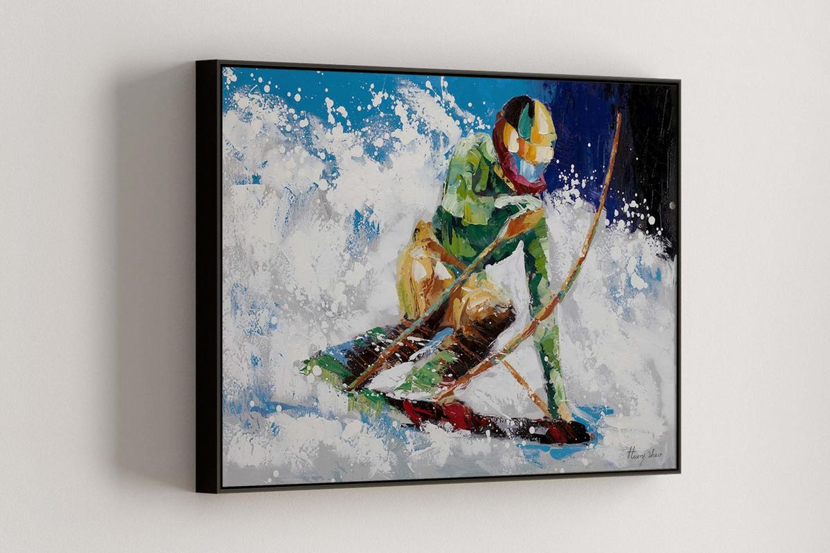 ACRYLBILD HANDGEMALT 90/60 cm - Blau/Weiß, Holz/Textil (90/60cm) - KUNSTLOFT