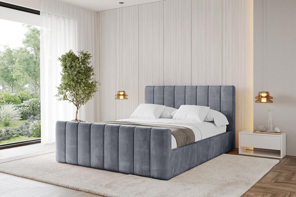 POLSTERBETT mit Bettkasten, Fußteil und Lattenrost, Boxbett ohne Matratze - STERA-Z 160x200 Grau - Grau, Holzwerkstoff/Textil (160/200cm) - ALTDECOR