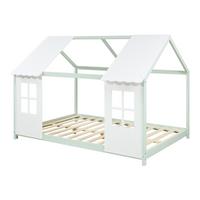 HAUSBETT Tostedt - Weiß/Mintgrün, Holz (140/200cm) - [en.casa]
