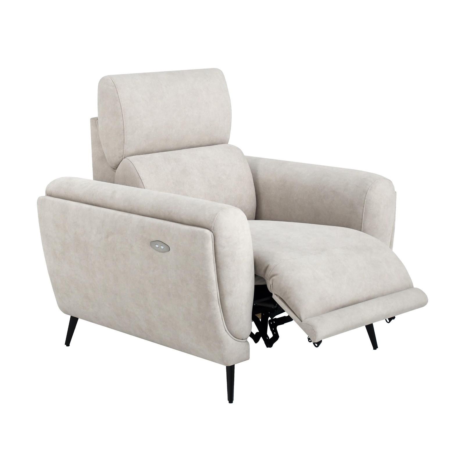 RELAXSESSEL Comfort, mit elektrischer Verstellung und verstellbarer Kopfstütze, Beige - Beige/Schwarz, Textil (103/97/102cm) - Beautysofa
