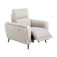 RELAXSESSEL Comfort, mit elektrischer Verstellung und verstellbarer Kopfstütze, Beige - Beige/Schwarz, Textil (103/97/102cm) - Beautysofa
