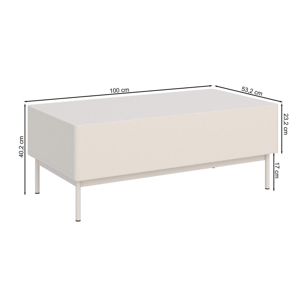 COUCHTISCH Olio kaschmir 100/53 cm - Taupe/Beige, Holzwerkstoff/Metall (53.2/100/40.2cm) - Selsey