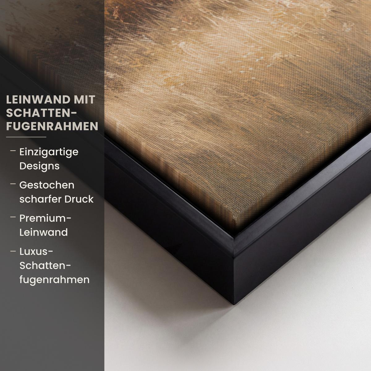 LEINWAND Bilder mit Rahmen - Gras - Morgennebel - Kreuz - Christentum - 60x80 - Beige, Textil (60/80cm) - MuchoWow