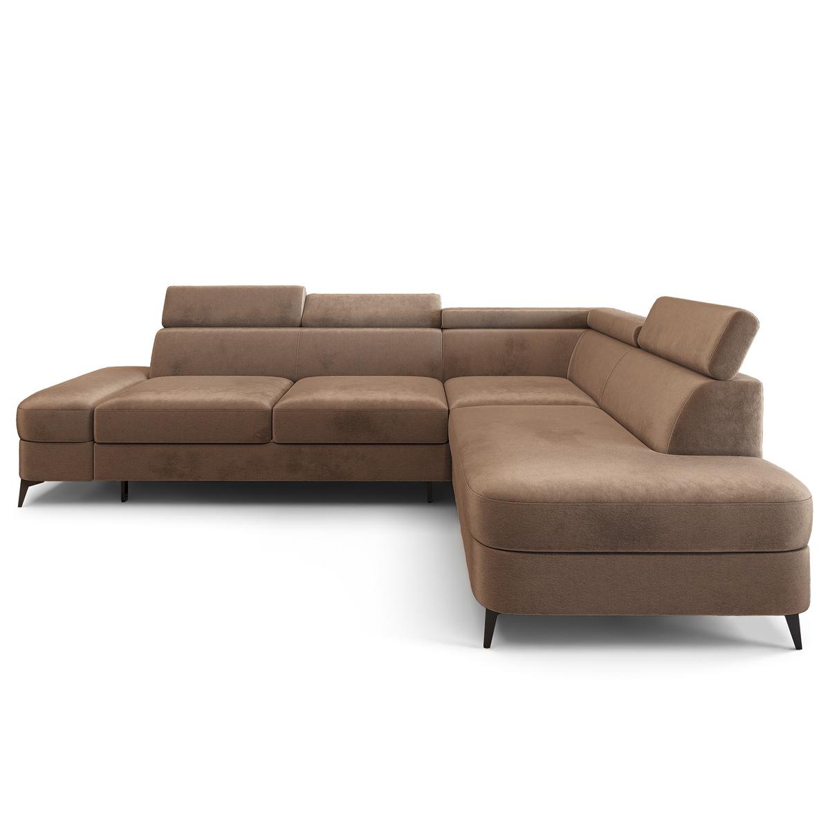 ECKSOFA AVISE M R-S Beige Velours-Stoff mit Schlaffunktion - Beige, Holzwerkstoff/Textil (268/195cm) - MASSENO