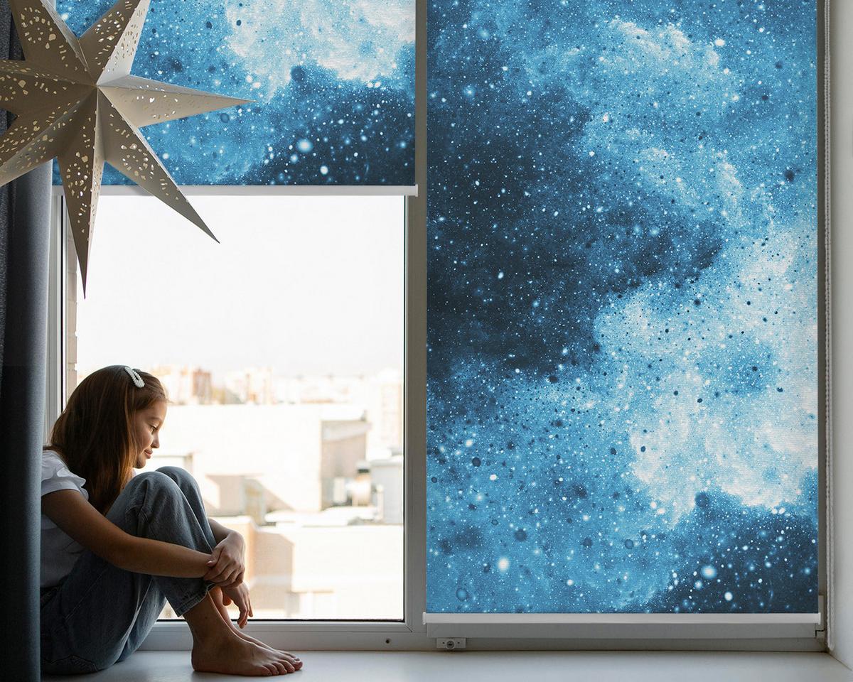 INNENROLLO - Fensterrollo - Rollo - 150x180 cm - Kosmos - Blau, Kunststoff (150/180/0.5cm) - TULUP