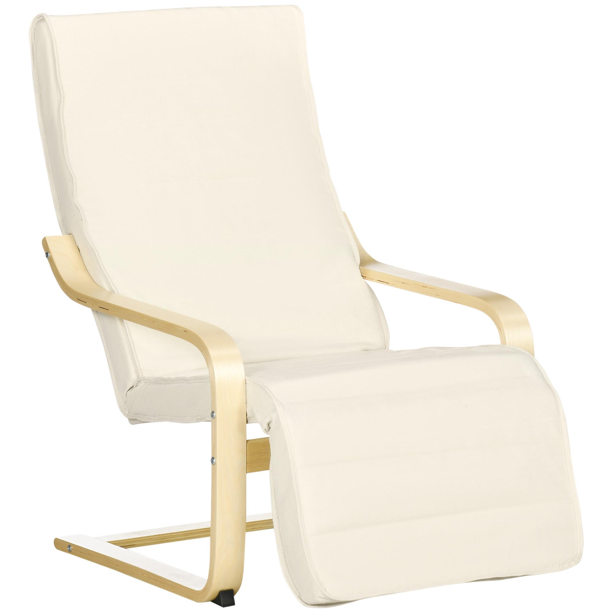 RELAXSESSEL Schwingstuhl, Ruhesessel, Relaxstuhl mit Verstellbarem Fußteil - Weiß, Kunststoff (94/100/66.5cm) - HOMCOM
