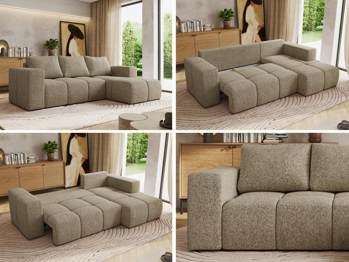 ECKSOFA MONIVA Dunkelbeige Strukture - Rechts - Taupe/Beige, Kunststoff/Textil (266/164cm) - MKS