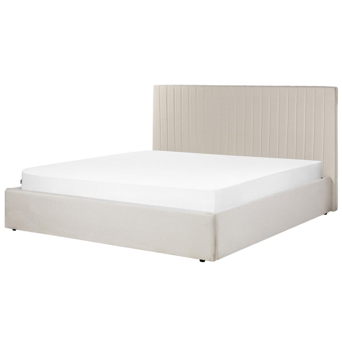 BETT mit Stauraum 180/200 cm Stoff Hellbeige Vion - Beige, Textil (180/200cm) - Beliani