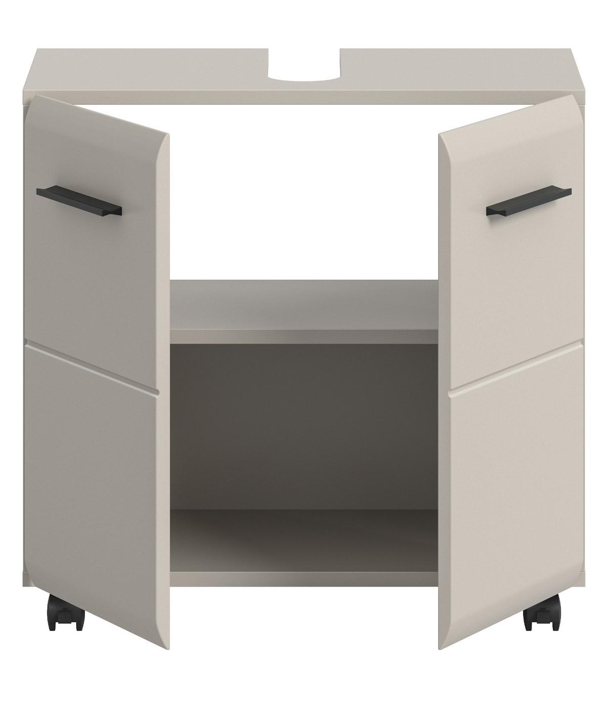 WASCHBECKENUNTERSCHRANK Kaschmir 60 cm 2-türig, Badezimmer Unterschrank auf Rollen - Kaschmir/Schwarz, Holzwerkstoff/Kunststoff (60/58/30cm) - Inn.Furn