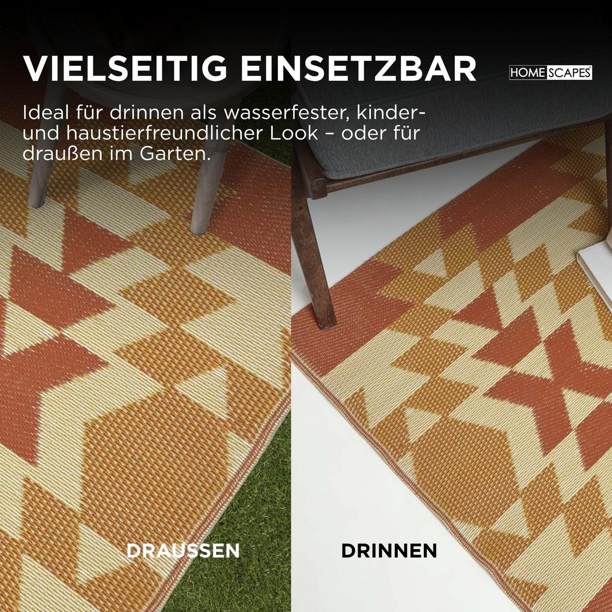 OUTDOORTEPPICH-LÄUFER Anya, Ethno-Muster 75/200 cm - Orange, Kunststoff (75/200cm) - Homescapes