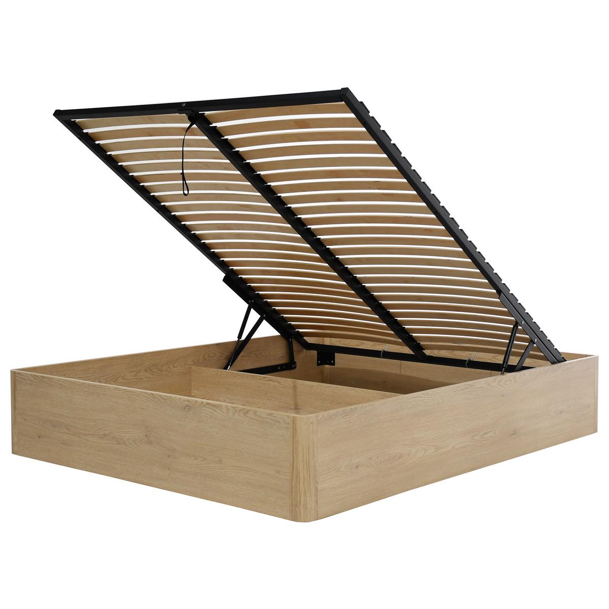 BETT Sara mit Bettkasten, ohne Kopfteil und Matratze, 140x200, Cremona Eiche - Eichefarben, Holzwerkstoff (140/200cm) - Beautysofa