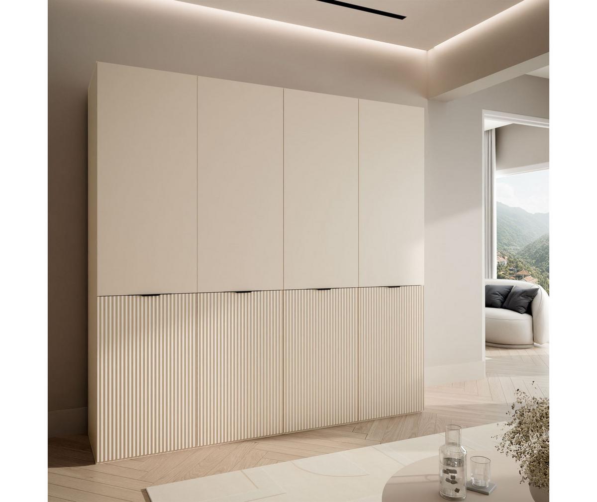 KLEIDERSCHRANK SANDBOX KASHMIR 200 202/49/200 cm Kaschmir / Kaschmir ohne LED ohne Zusatzböden - Kaschmir/Schwarz, Holzwerkstoff/Kunststoff (202/200/49cm) - Lookway
