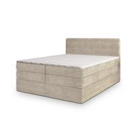 BOXSPRINGBETT LUNERA 200x200 cm mit Matratze und Topper, H2+H3 - Creme - Creme, Holz (200/200cm) - MASSENO