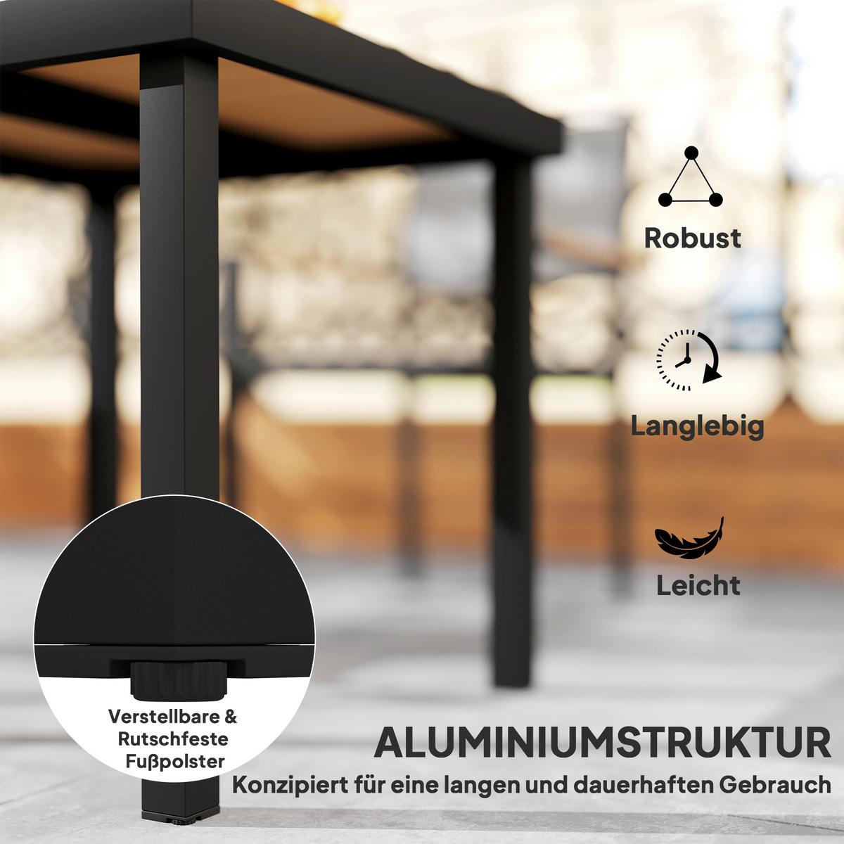 GARTENTISCH, Naturholz, Aluminium - Naturfarben, Metall (78/78/74cm) - Outsunny