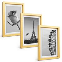 BILDER SET 3er Set - 20x30 cm Goldrahmen - Rose Eiffelturm Riesenrad - Goldfarben, Kunststoff (20/30cm) - TULUP