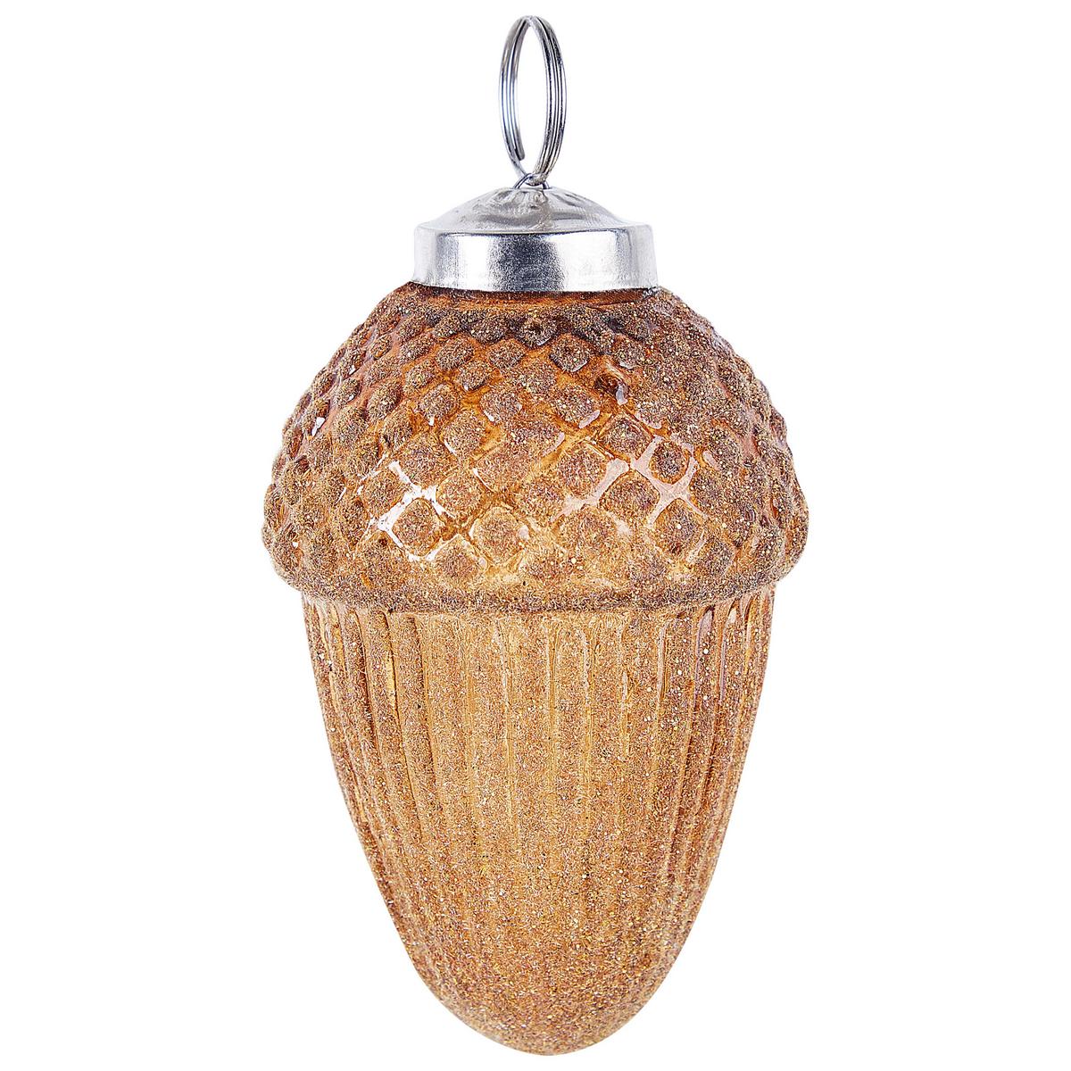 WEIHNACHTSKUGEL 6er Set Glas Gold Ambre - Silberfarben/Goldfarben, Glas (8/11/8cm) - Beliani
