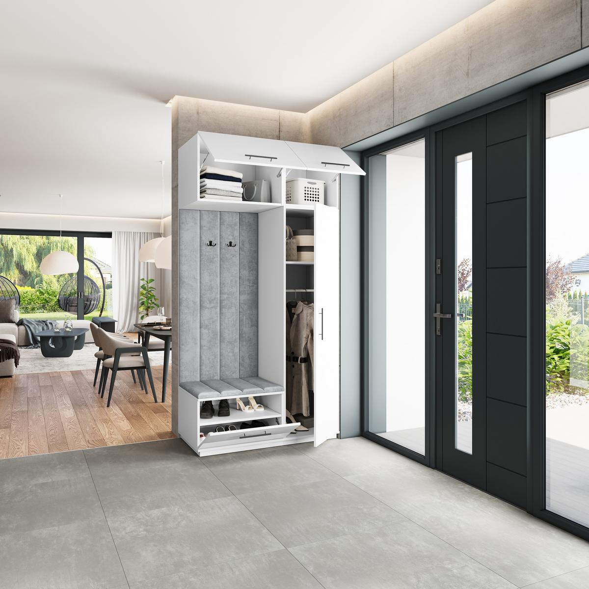 GARDEROBENSCHRANK REMA 120/240/60 cm Modern Weiß - Hellgrau/Weiß, Holzwerkstoff (120/240/60cm) - MASSENO