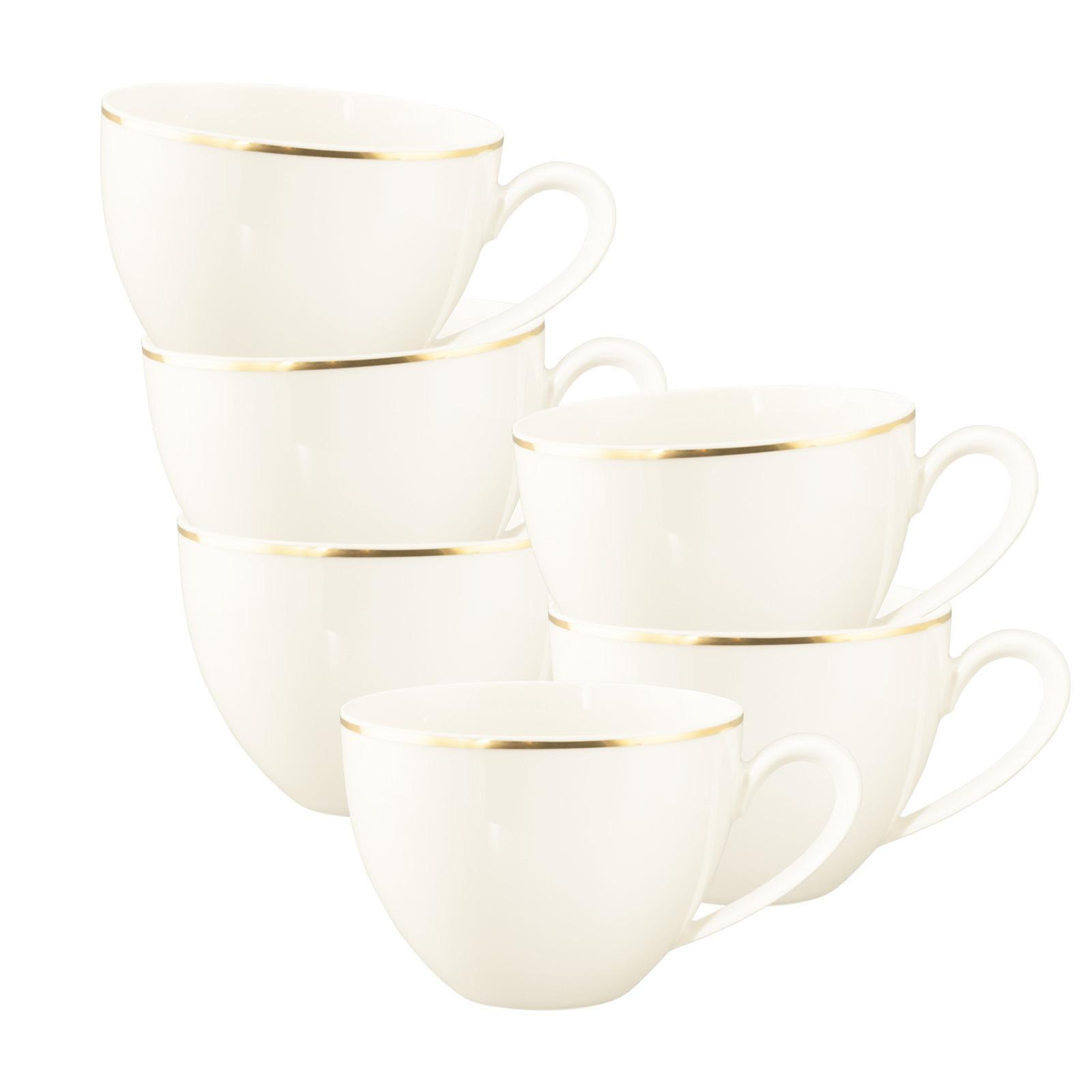 MILCHKAFFEETASSEN Savona Goldlinie creme 340 ml 6er Set - Creme, Keramik (0.34L) - Seltmann Weiden