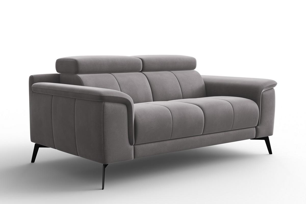 SOFA FIERO 2-Sitzer, Dunkelgrauer Veloursstoff - Dunkelgrau/Schwarz, Holz/Textil (170/82/103cm) - Courtois Laville