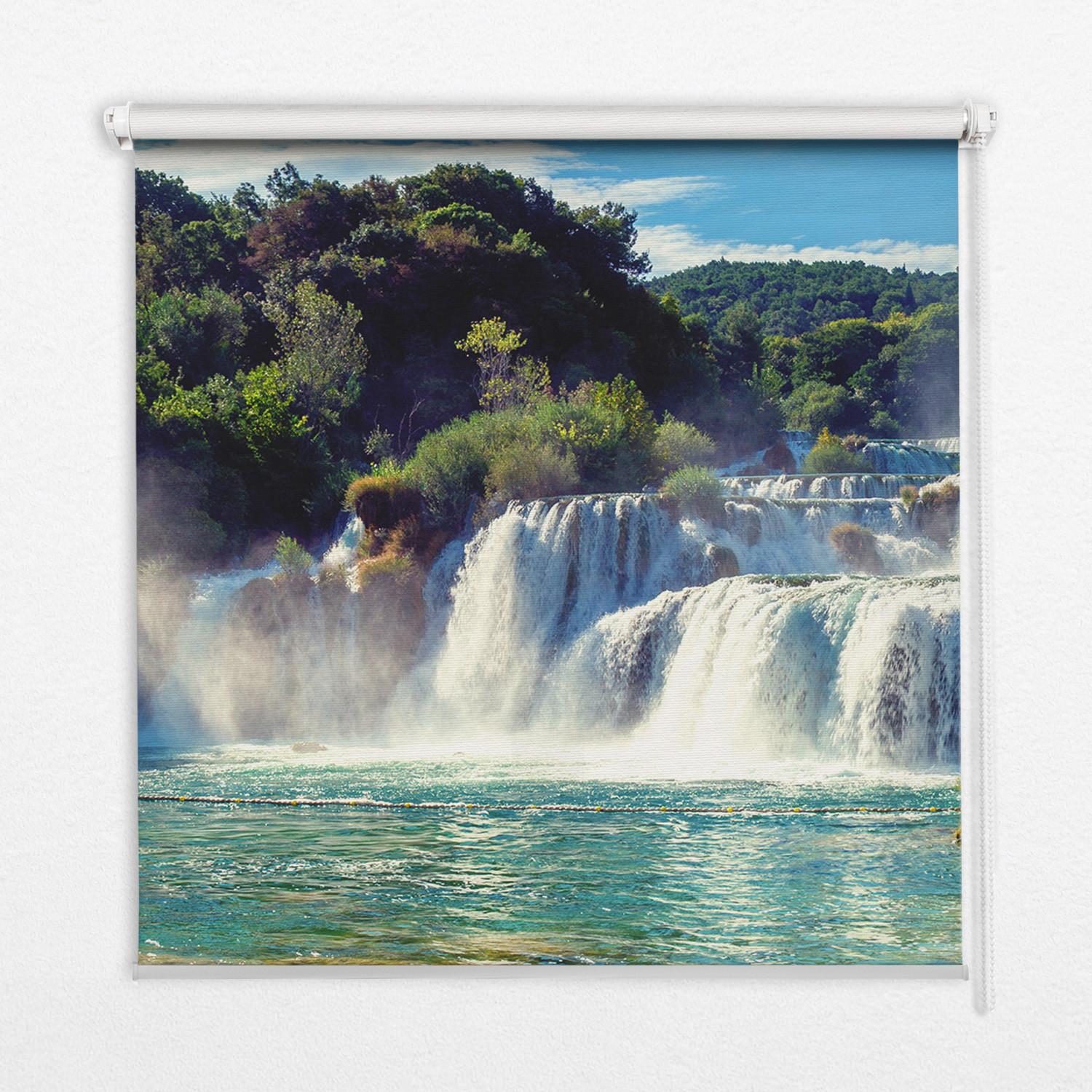 INNENROLLO - Fensterrollo - Rollo - 130x140 cm - Wasserfall - Grün, Kunststoff (130/140/0.5cm) - TULUP