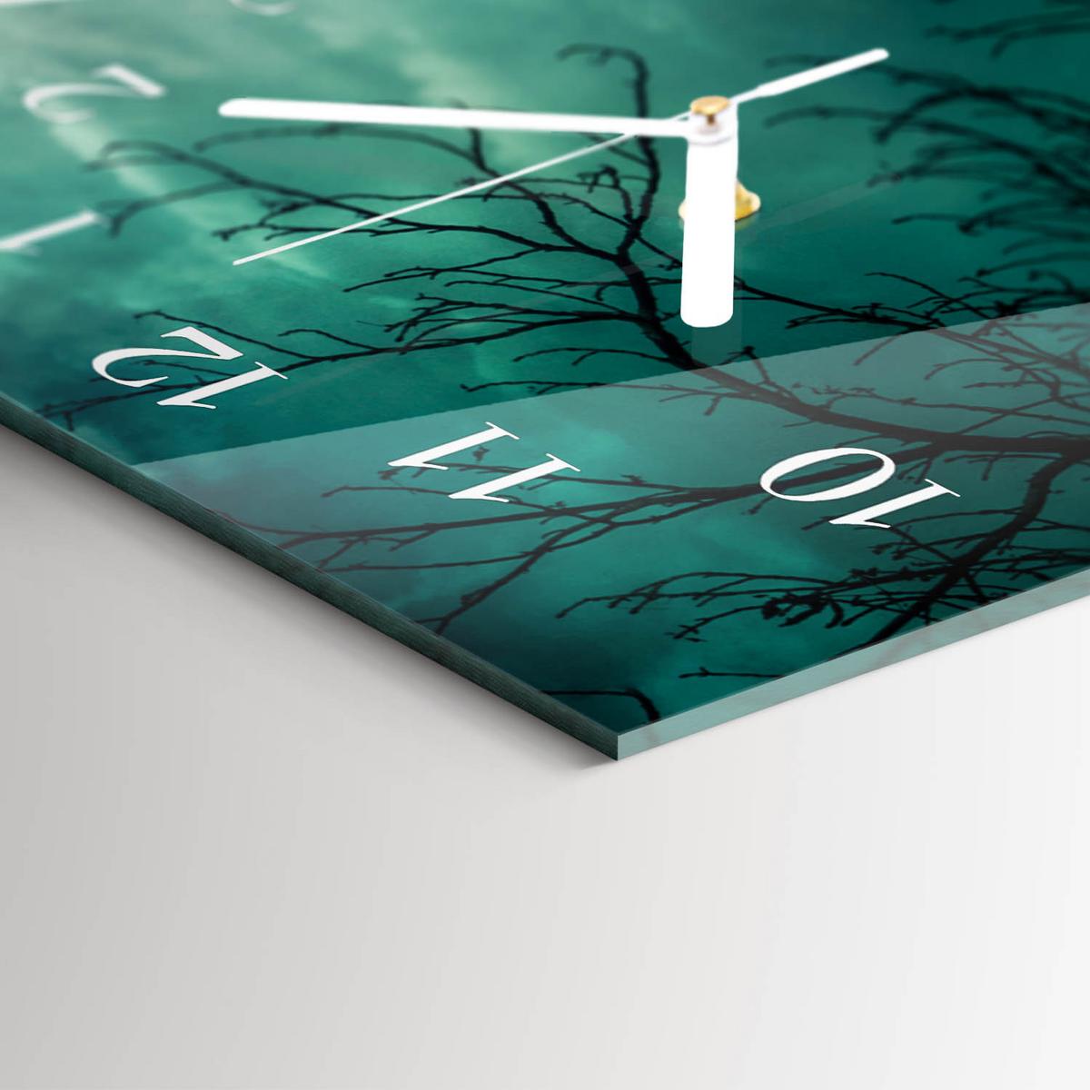 WANDUHR aus Glas 60x30 cm - Mond - Türkis, Glas (60/30/0.4cm) - TULUP