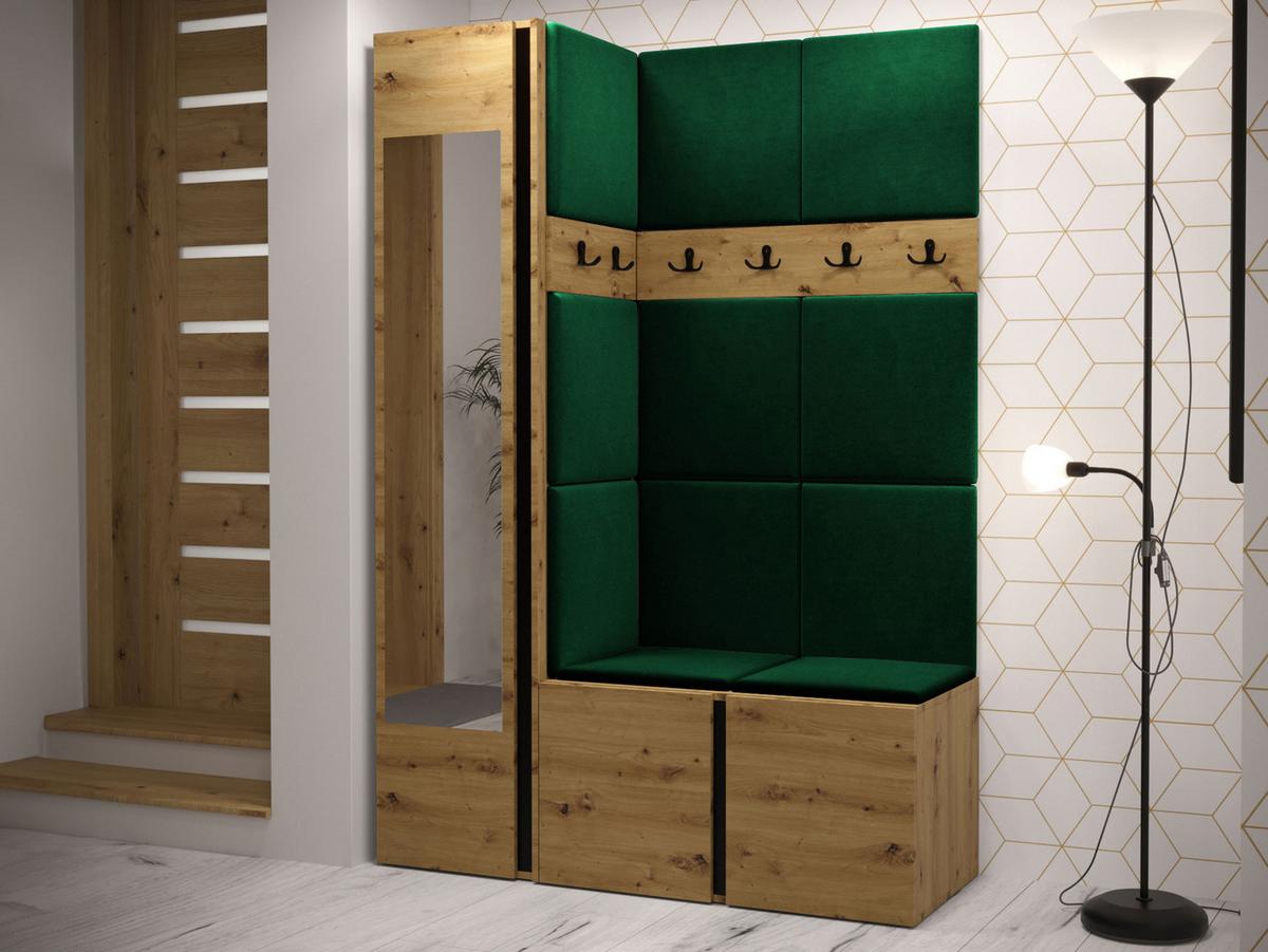 GARDEROBEN-SET Orion X - Eiche Artisan/Grün, Holzwerkstoff/Kunststoff (124/186/46cm) - MIRJAN24