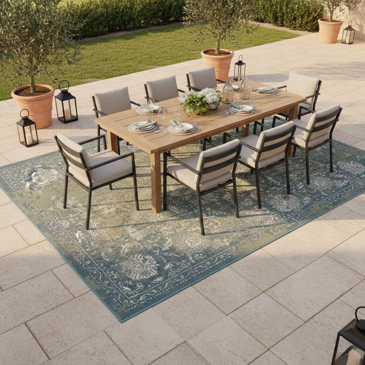 INDOOR OUTDOOR TEPPICH LAGOS VINTAGE - Petrol, Textil (140/200cm) - Pergamon