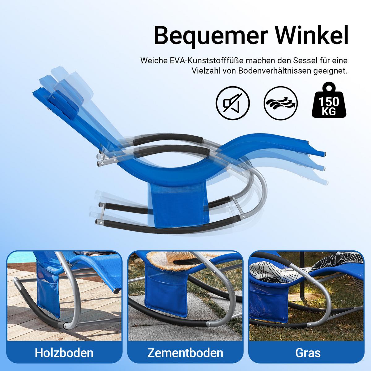 SONNENLIEGE blau - Blau, Metall (63/87/150cm) - SoBuy
