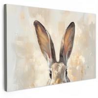 LEINWANDBILD Hase - Ohren - Braun XXL 150x100 cm - Beige, Textil (150/100cm) - MuchoWow