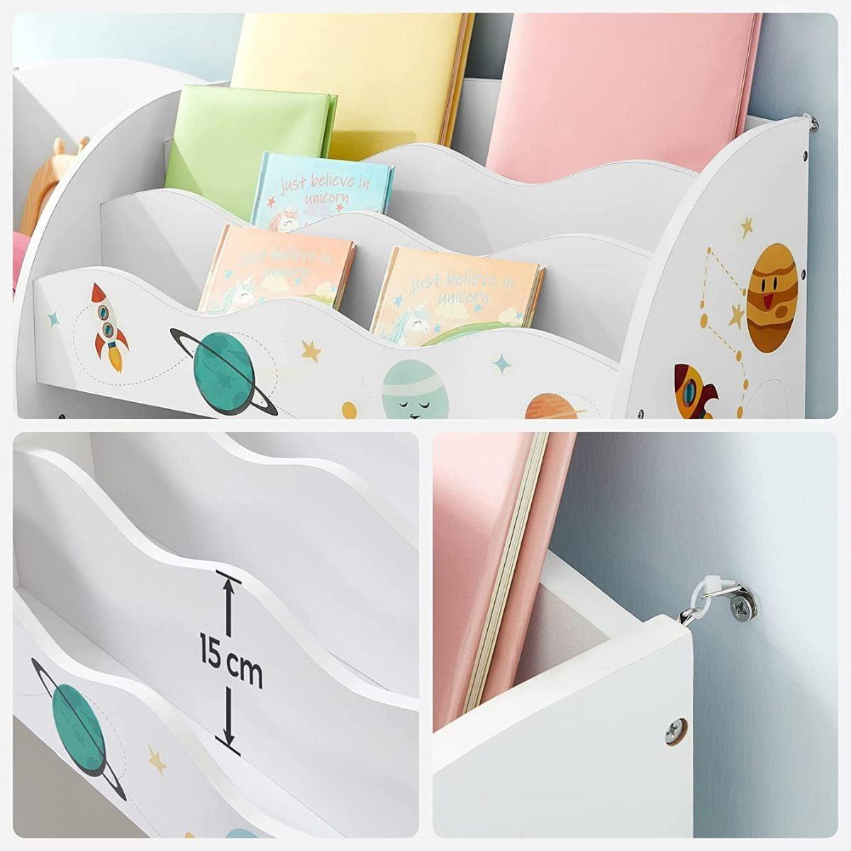 KINDERREGAL mit Buchablage und 2 Aufbewahrungsboxen - Weiß, Holzwerkstoff (30/100/108.5cm) - Calicosy