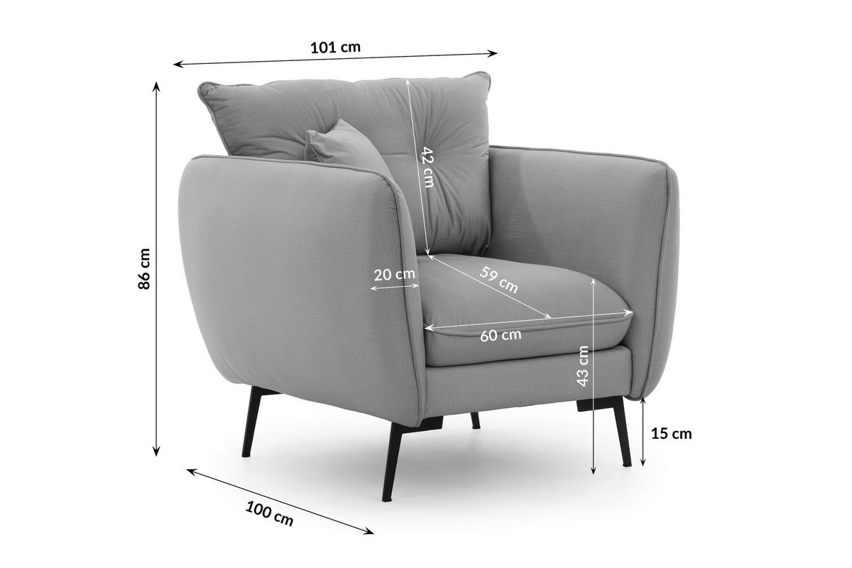 SESSEL Nordloft Hellgrau Samt - Hellgrau/Schwarz, Holz/Textil (101/86/100cm) - S-Style Möbel