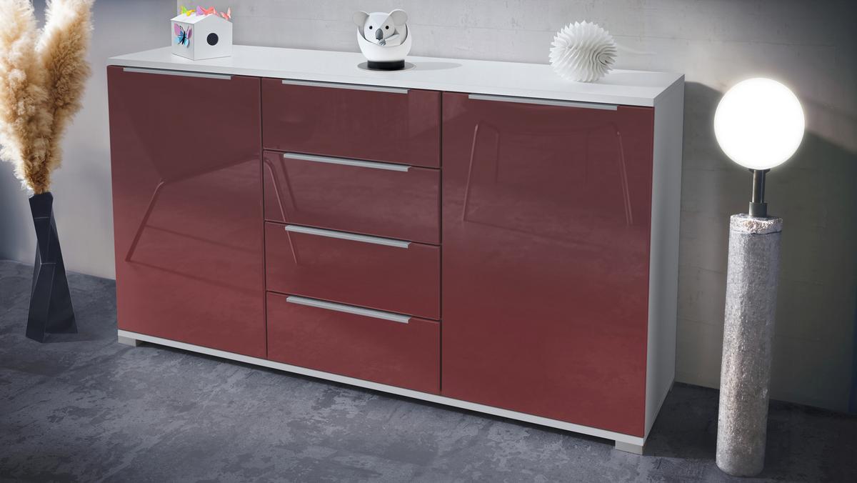 SIDEBOARD Linio Bordeaux Hochglanz - Bordeaux, Holzwerkstoff (138.5/75.5/35cm) - Vladon