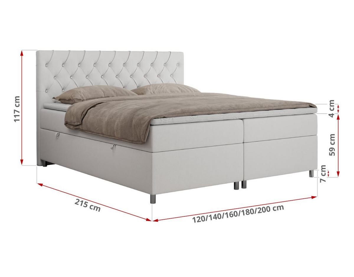 BOXBETT ROMA 120/200 - Weiß Kunstleder - H3 - Weiß, Holz/Textil (120/200cm)