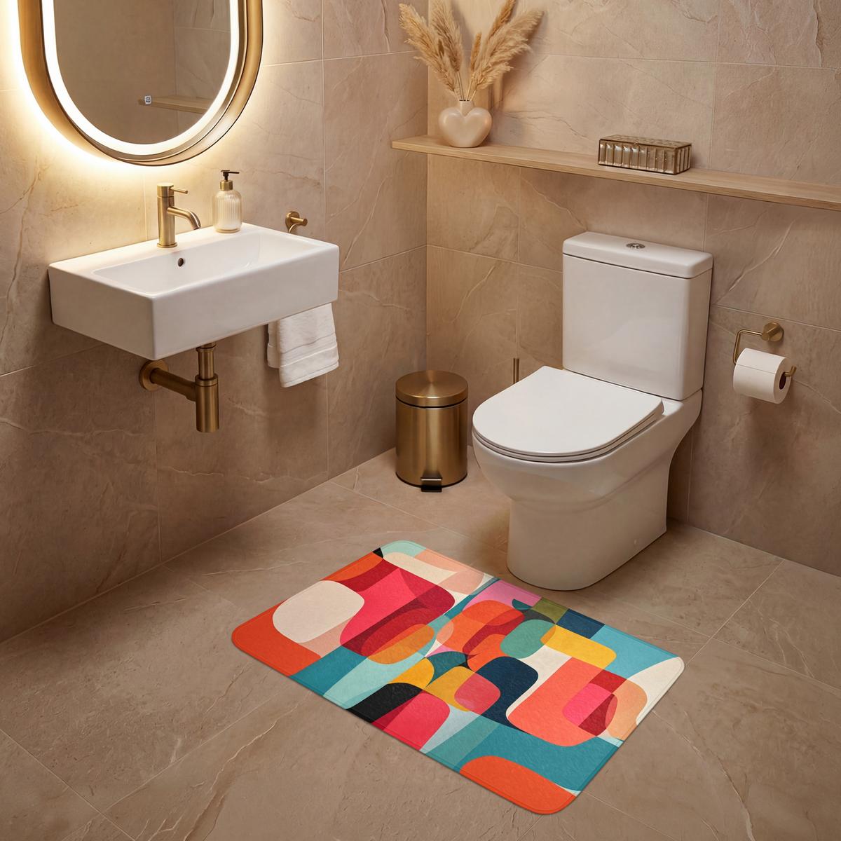 WC-VORLEGER Formen - Bunt - Abstrakt - Flugzeuge Toilettenteppich 80x50 cm - Multicolor, Textil (80/1cm) - OnlyWow