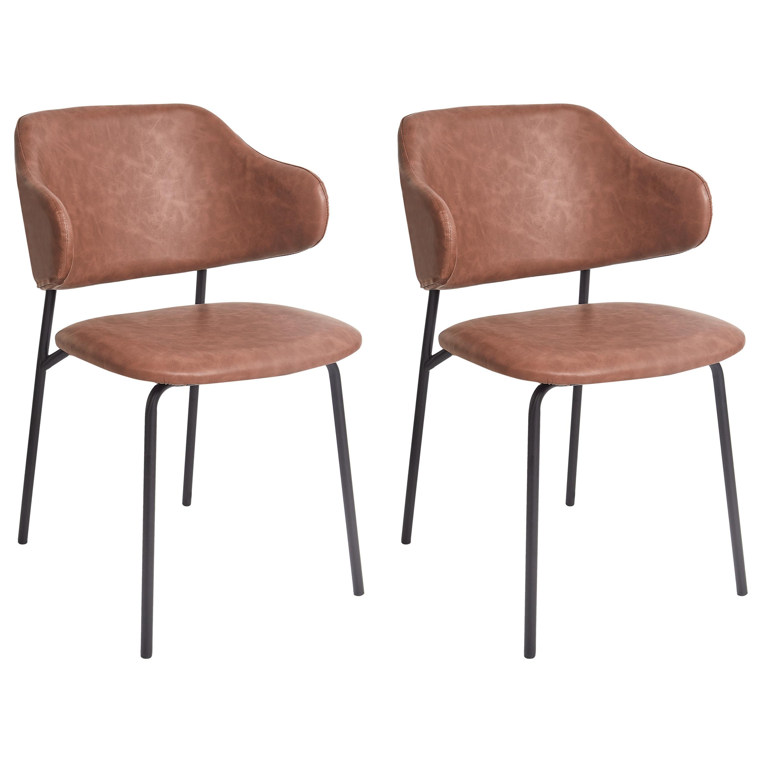 ESSZIMMERSTUHL 2er-Set Kunstleder Braun Kenai - Braun, Kunststoff (53/82/58cm) - Beliani