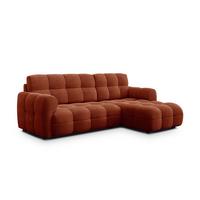 ECKSOFA MELLOW 3-Sitzer, dunkelorange - Dunkelorange/Schwarz, Holz/Textil (232/156cm) - Wozimo