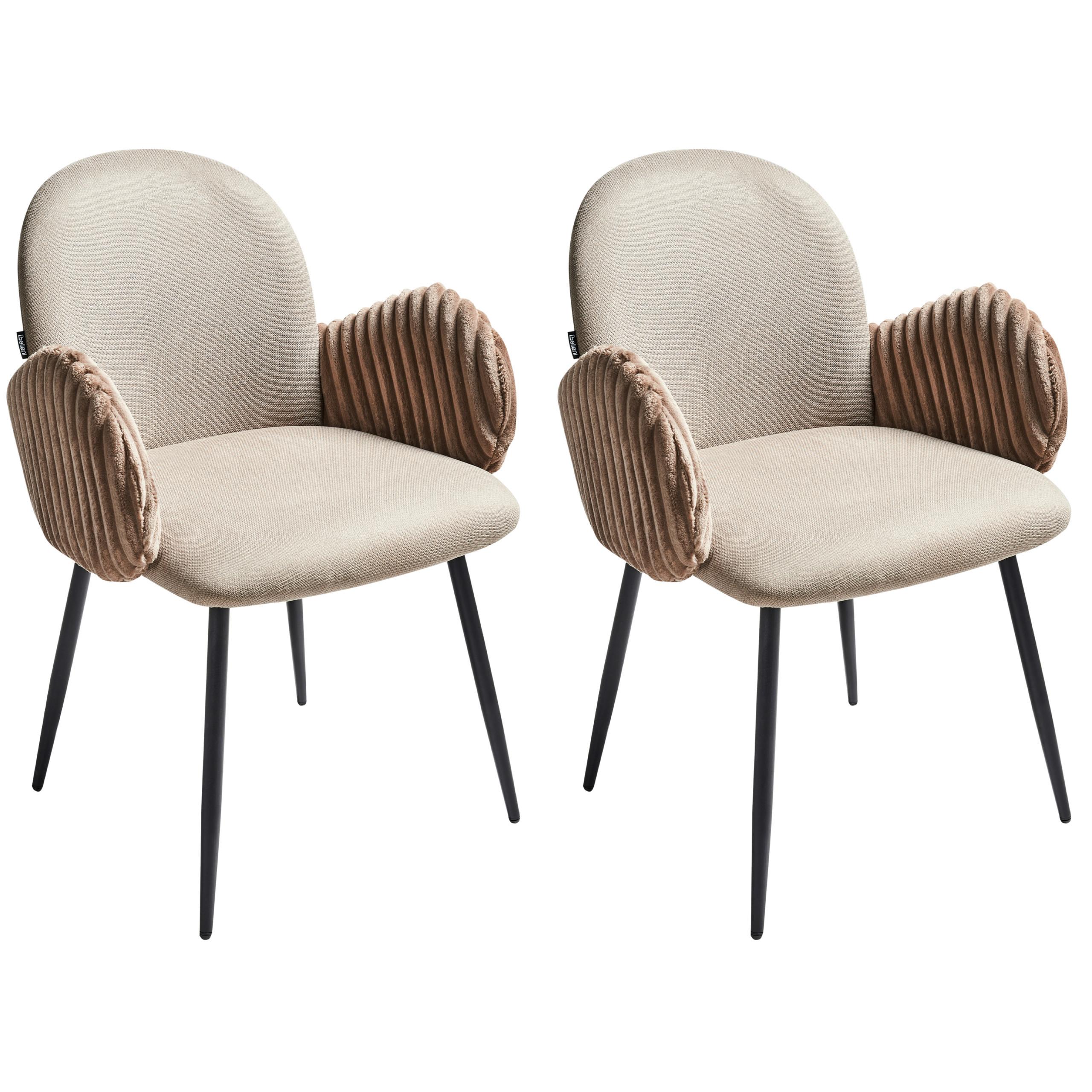 ESSZIMMERSTUHL 2er-Set Taupe Amity - Taupe/Schwarz, Textil (50/84/56cm) - Beliani