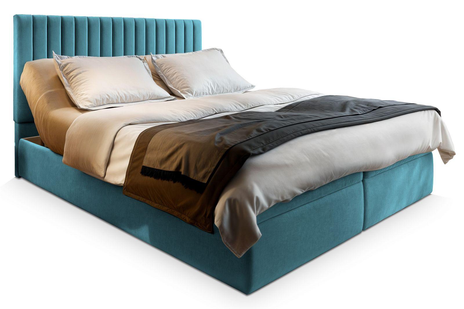 BOXBETT MURLO 160x200 cm mit Matratze und Topper - Blau - Hellblau, Holz (160/200cm) - MASSENO