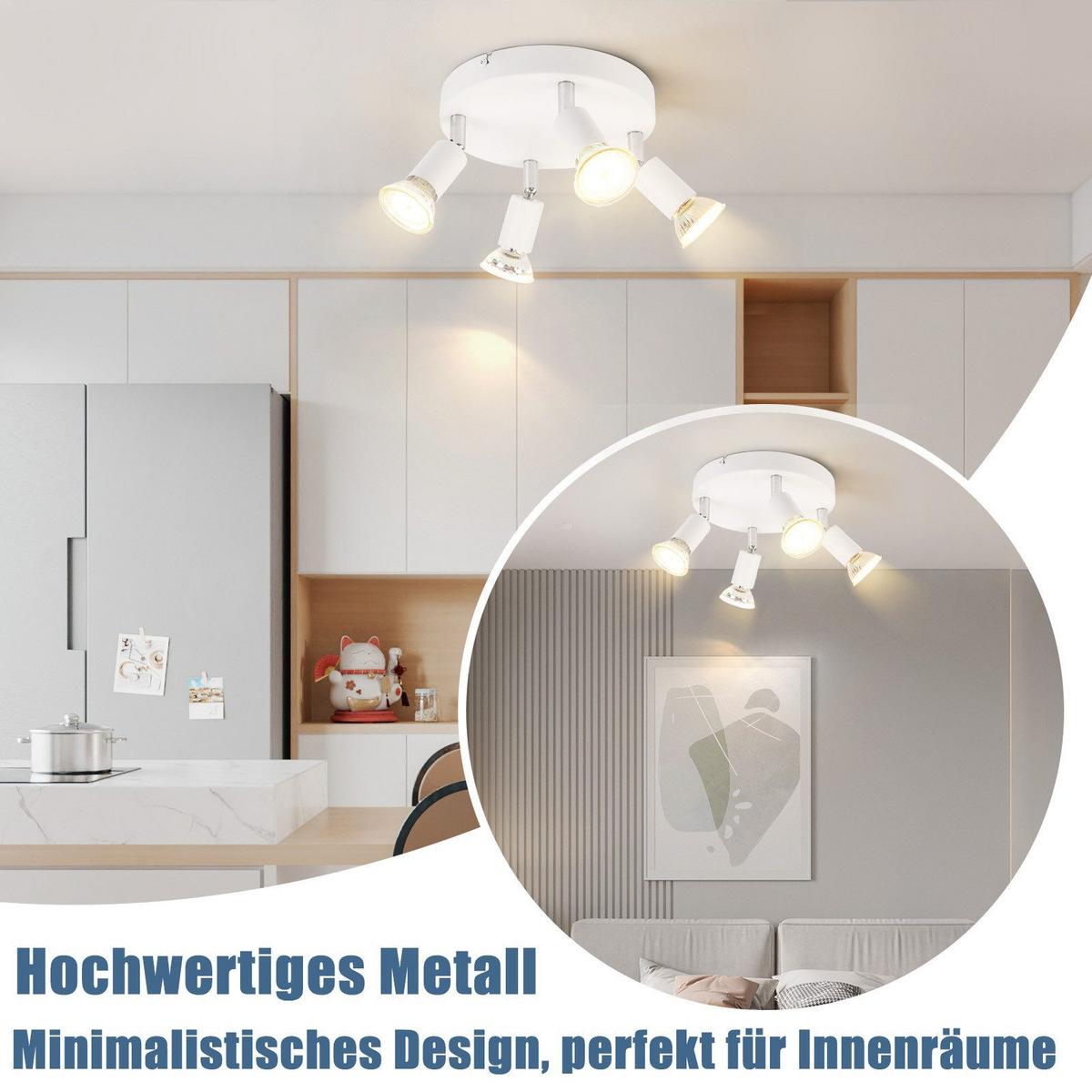DECKENSTRAHLER Lutton 4-flammig 15/15/8cm - Weiß, Metall (15/15/8cm) - Nettlife