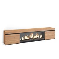 LOWBOARD, Tv-Schrank, mit Elektrokamin XXL, Eiche, 208/35/45cm - Eichefarben/Multicolor, Holzwerkstoff (208/45/35cm) - Skraut Home