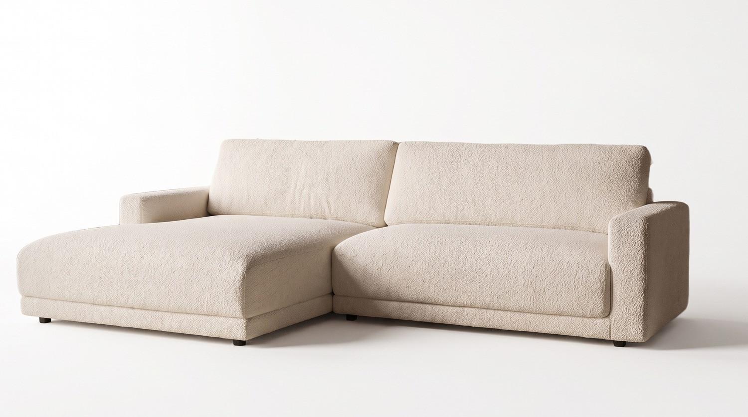 ECKSOFA MARLIN Beige Bouclé - Beige/Schwarz, Kunststoff/Textil (262/168cm) - KAWOLA
