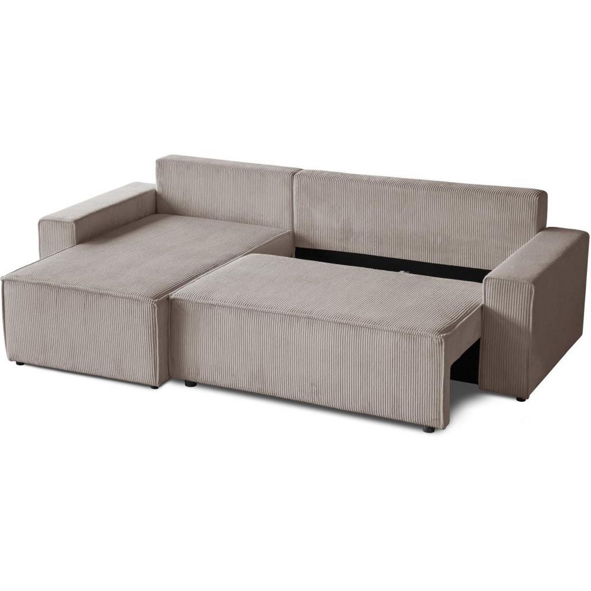 ECKSCHLAFSOFA mit Schlaffunktion Hektor, 277 cm, Ottomane 100 cm, cappuccino - Schwarz/Cappuccino, Kunststoff/Textil (277/152cm) - Beautysofa