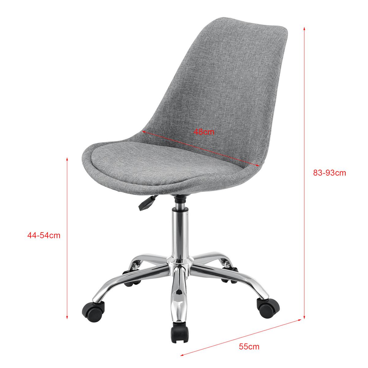 DREHSTUHL Atherton - Chromfarben/Hellgrau, Kunststoff/Textil (48/93/55cm) - [en.casa]