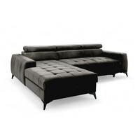 ECKSOFA L Form Arkucio Mini Schwarz 260/200/95 cm Links mit Schlaffunktion - Schwarz, Textil/Metall (200/260cm) - AX Living