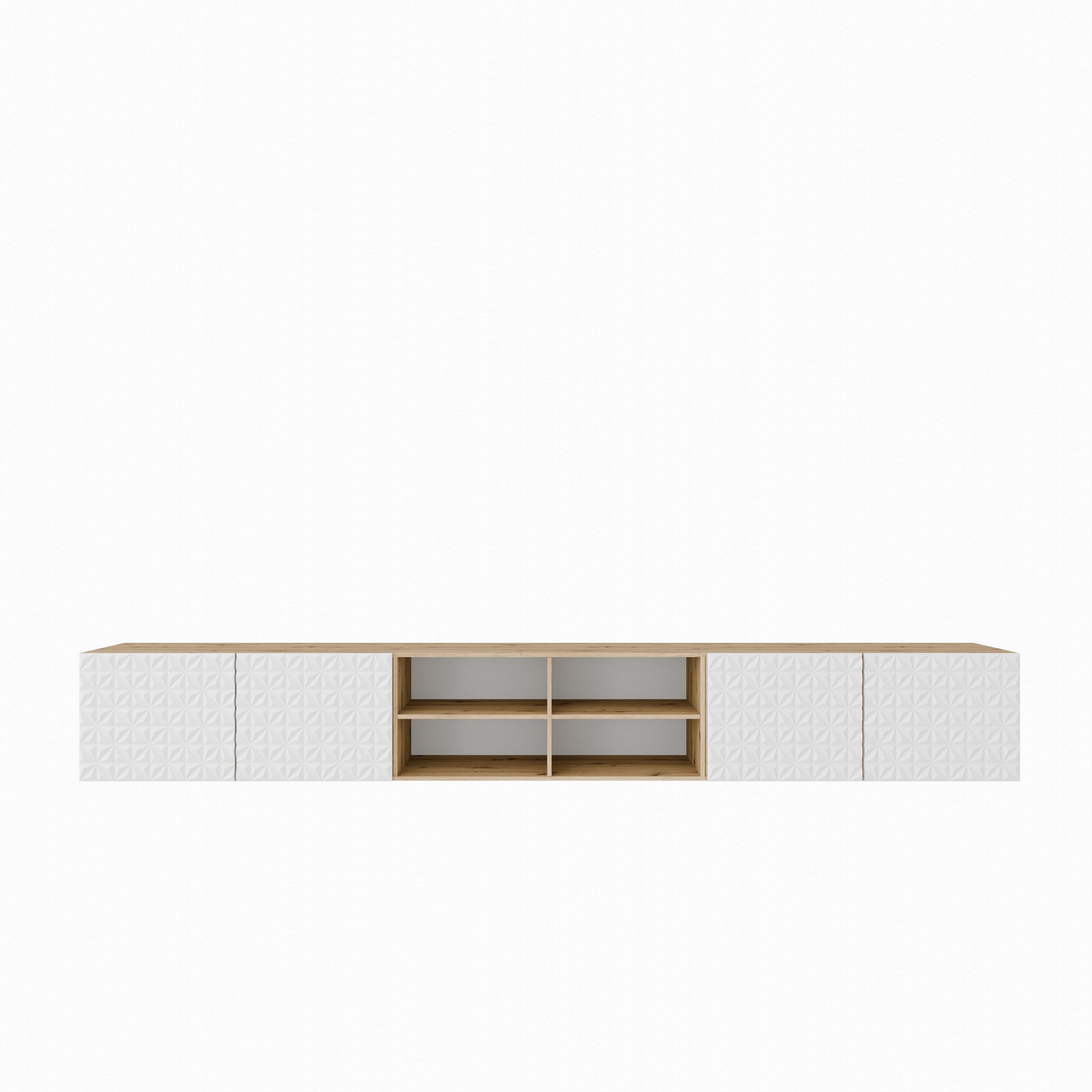 LOWBOARD ROVA 300/41/40 cm, Hängender TV-Schrank Eiche Artisan - Weiß/Eiche Artisan, Holzwerkstoff (300/41/40cm) - MASSENO